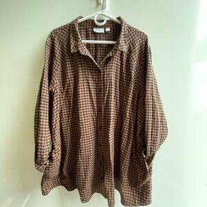 Brown and Black Gingham Button Up Oversized